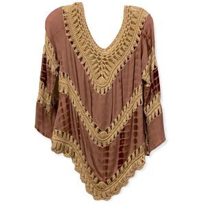 NEW Crochet Boho Tie Dye Blouse - Medium